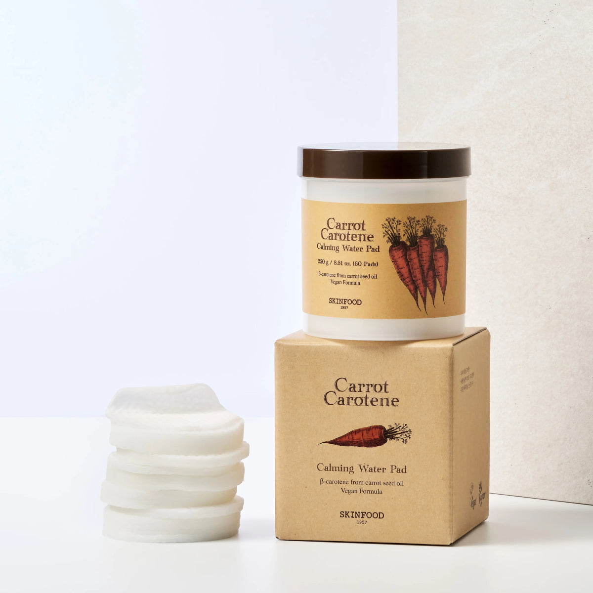 Skinfood Carrot Carotene Calming Water Pad Set 60EA + Refill 30ea - KBOX