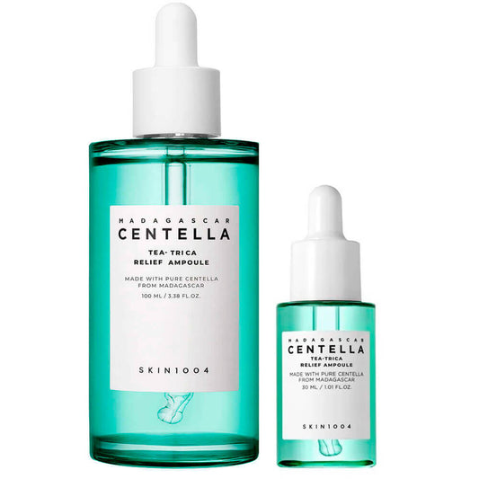 Ampolla calmante para piel problemática SKIN1004 MADAGASCAR CENTELLA TEA - TRICA RELIEF AMPOULE - KBOX