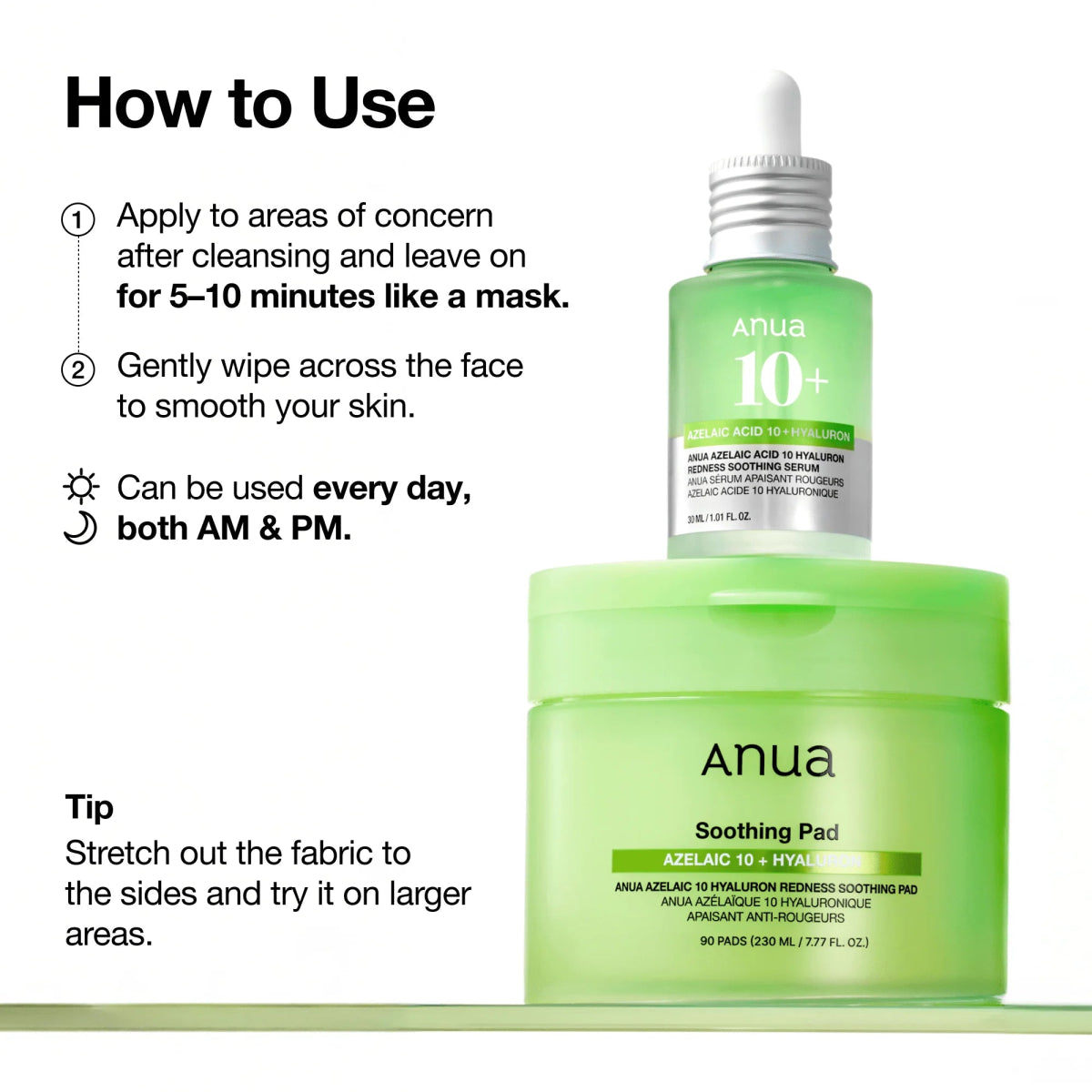 ANUA azelaic acid 10 hyaluron redness soothing pad 230ml (90ea) - KBOX