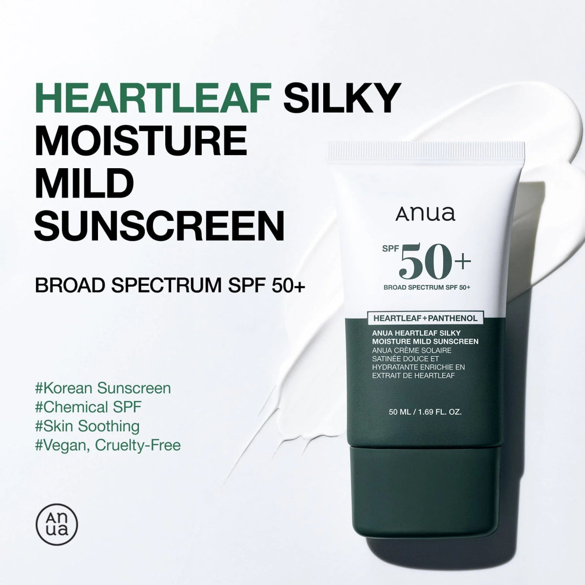 ANUA heartleaf silky moisture sunscreen 50ml - KBOX