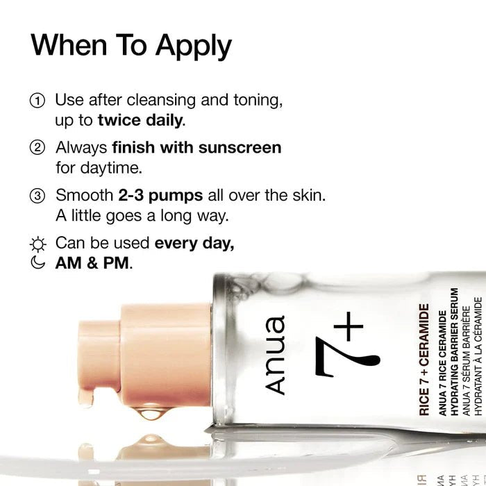 ANUA rice 7 ceramide hydrating barrier serum 50ml - KBOX