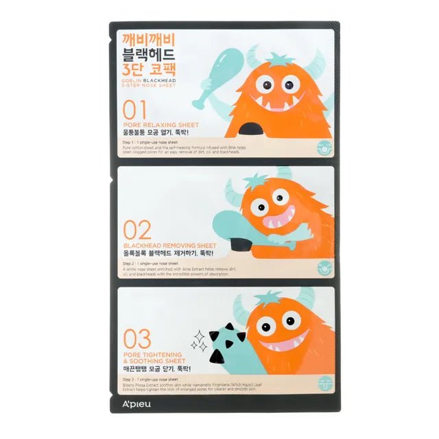 Apieu goblin blackhead 3 - step nose pack - KBOX