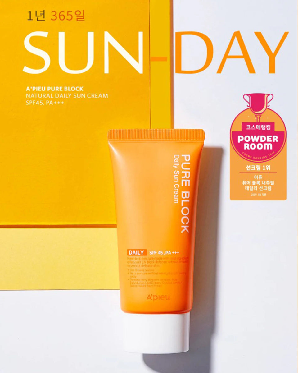 Apieu Pure Block Natural Daily Sun Cream 50ml SPF 50+ PA++++ - KBOX