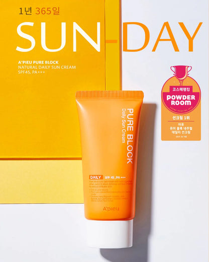 Apieu Pure Block Natural Daily Sun Cream 50ml SPF 50+ PA++++