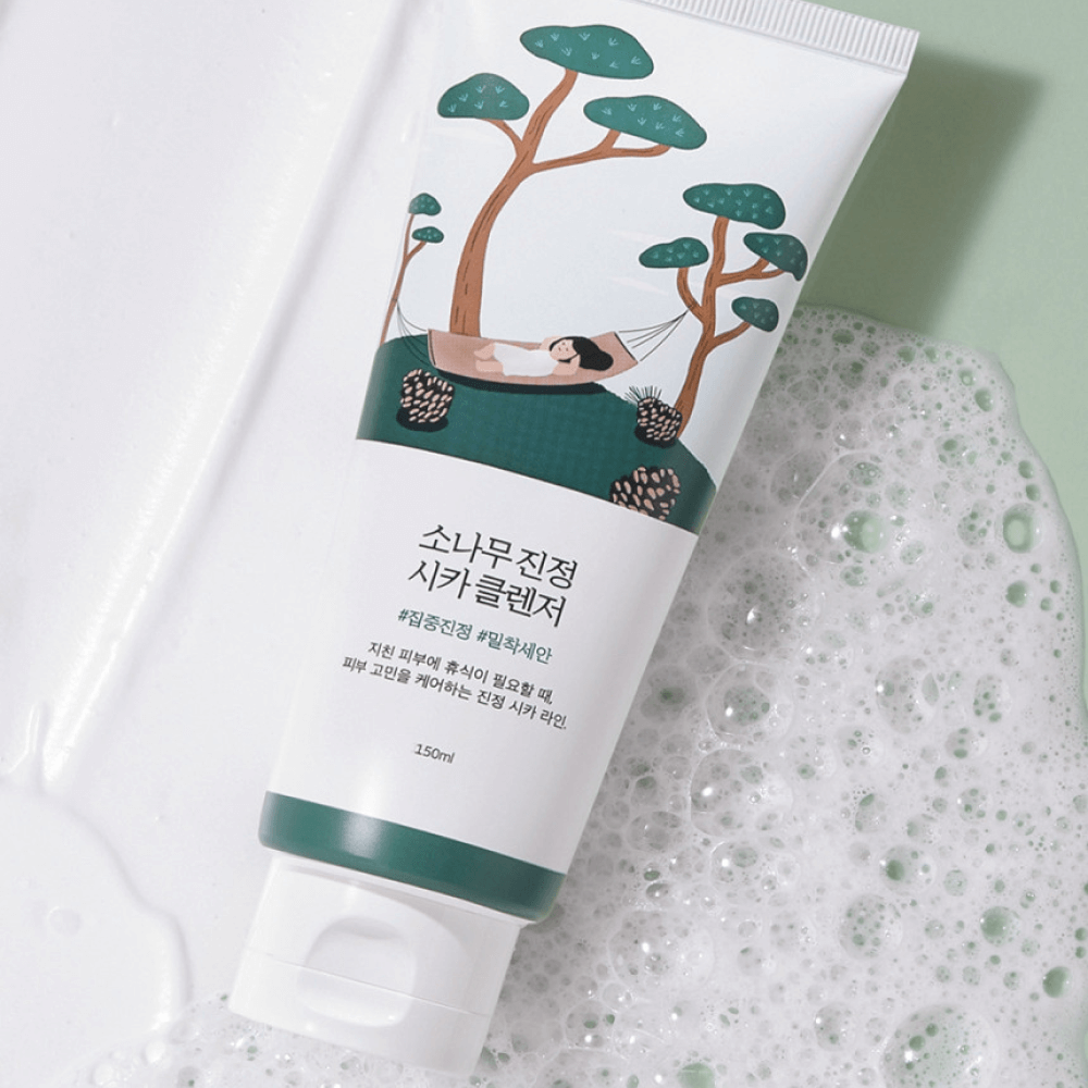 Espuma Limpiadora con Extracto de Pino y Centella para Piel Problemática Round Lab Pine Calming Cica Cleanser - KBOX
