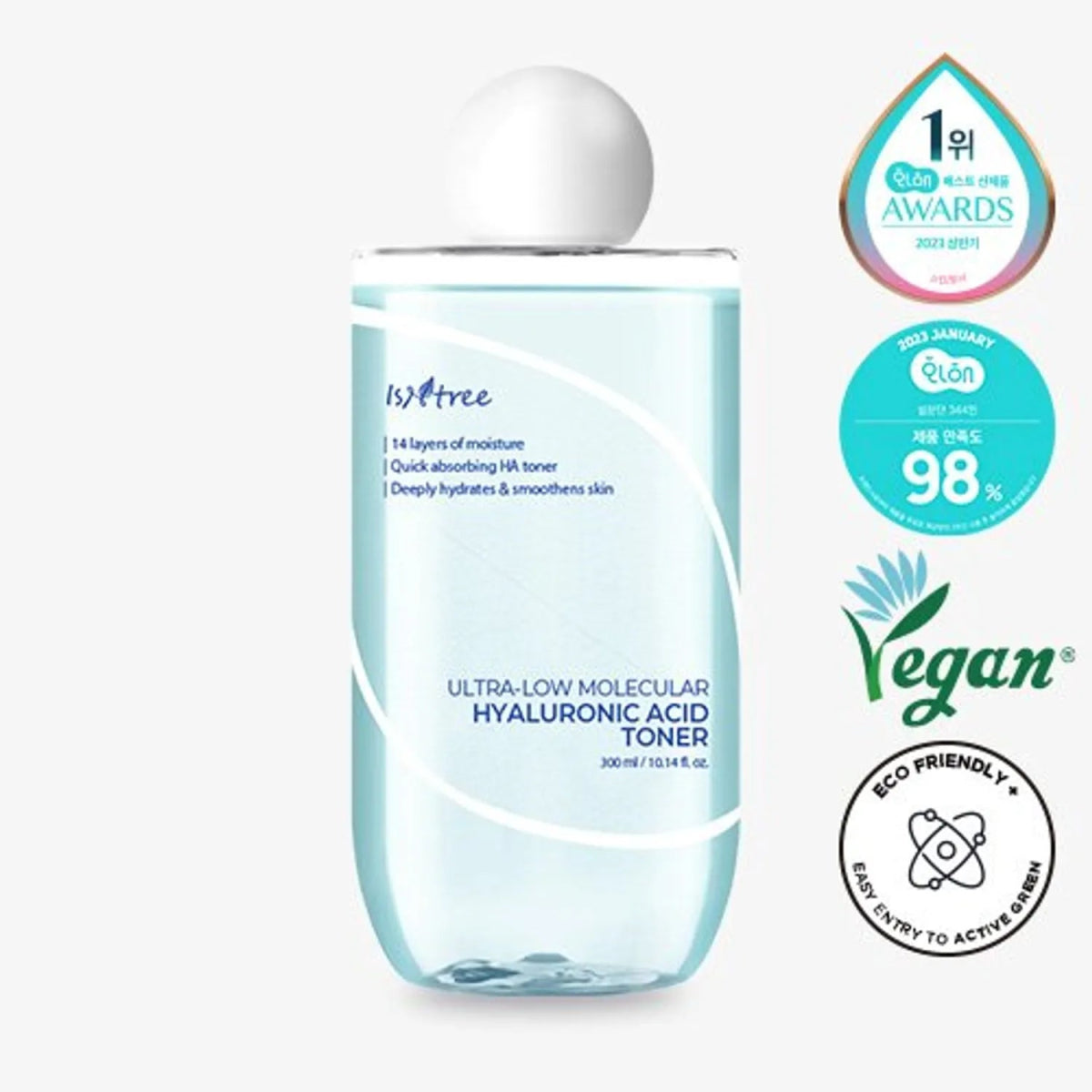 ISNTREE ultra - low molecular hyaluronic acid toner 300ml - KBOX