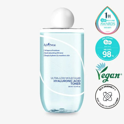 ISNTREE ultra - low molecular hyaluronic acid toner 300ml - KBOX