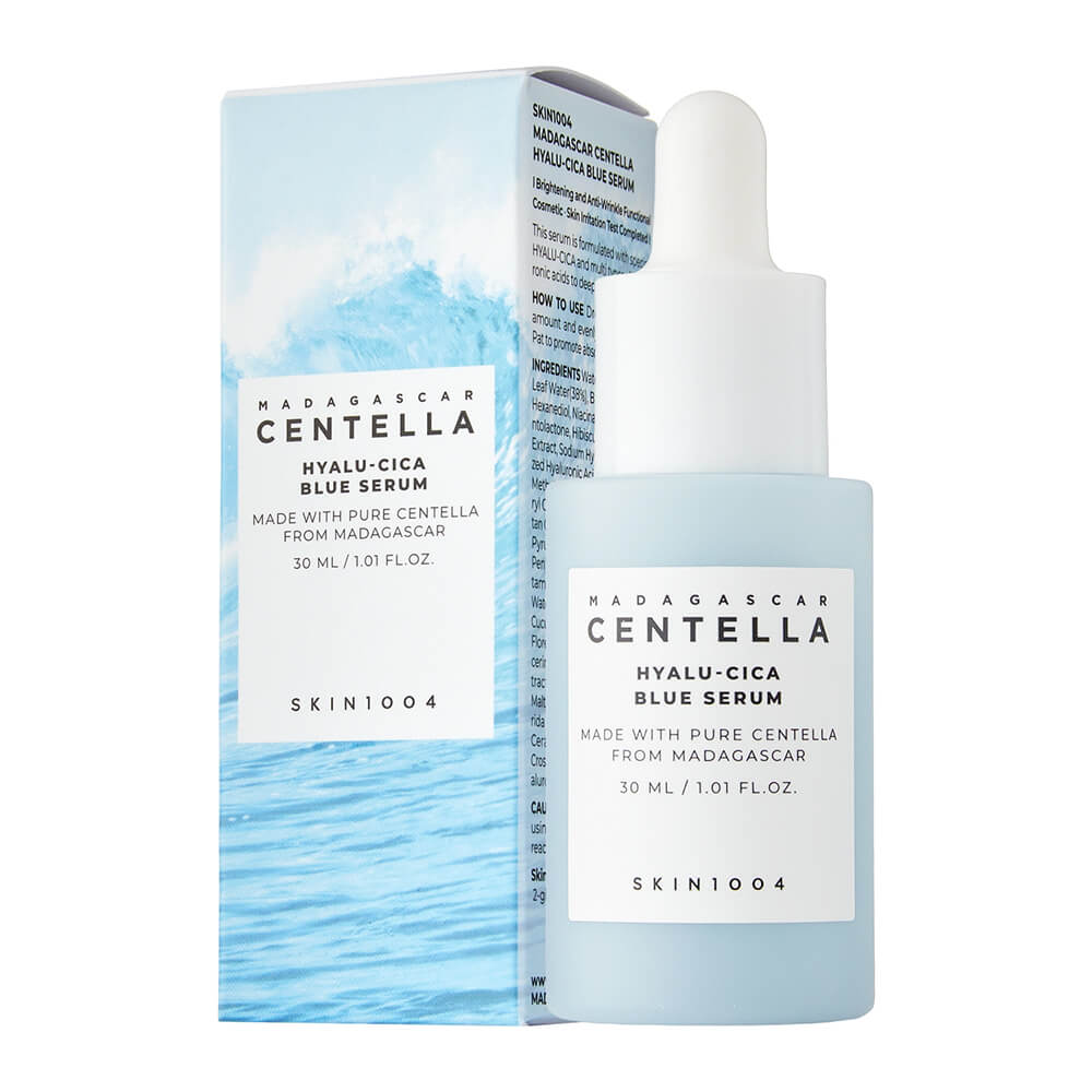 Suero hidratante con centella asiática SKIN1004 Madagascar Centella Hyalu - Cica Blue Serum - KBOX