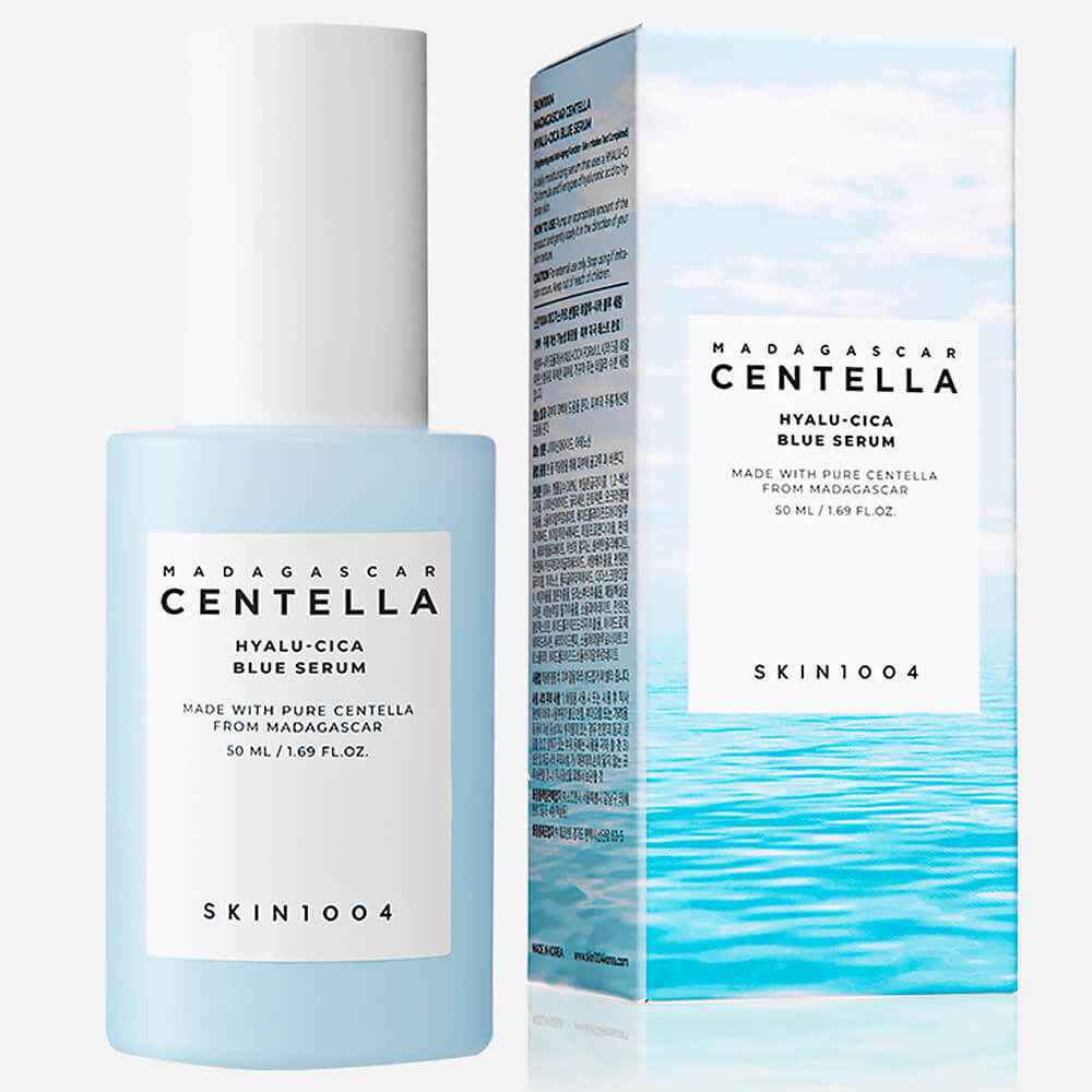 Suero hidratante con centella asiática SKIN1004 Madagascar Centella Hyalu - Cica Blue Serum - KBOX